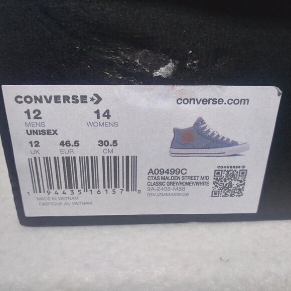 Converse Men's Size 12.0 CTAS Malden St Mid Classic Greysmoke/white A09499C -New - Picture 9 of 10